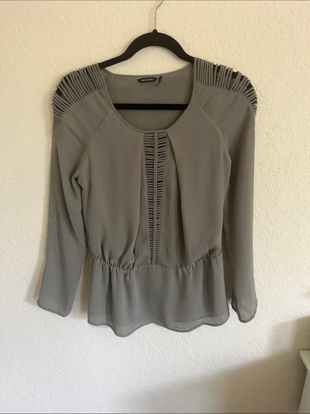 Marciano Long-Sleeve Blouse with Ladder Cutouts